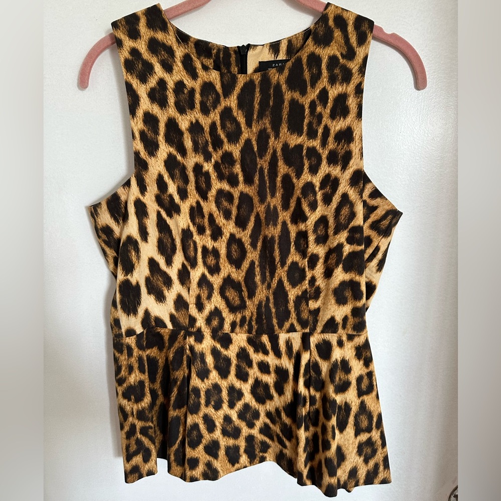 Zara Leopard Peplum Blouse